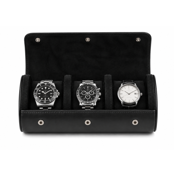 Leather Watch Travel Case — 3 Slots
