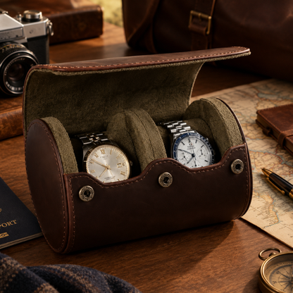 Leather Watch Roll — for 2 Watches