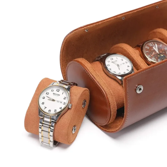 Leather Watch Travel Case — 3 Slots