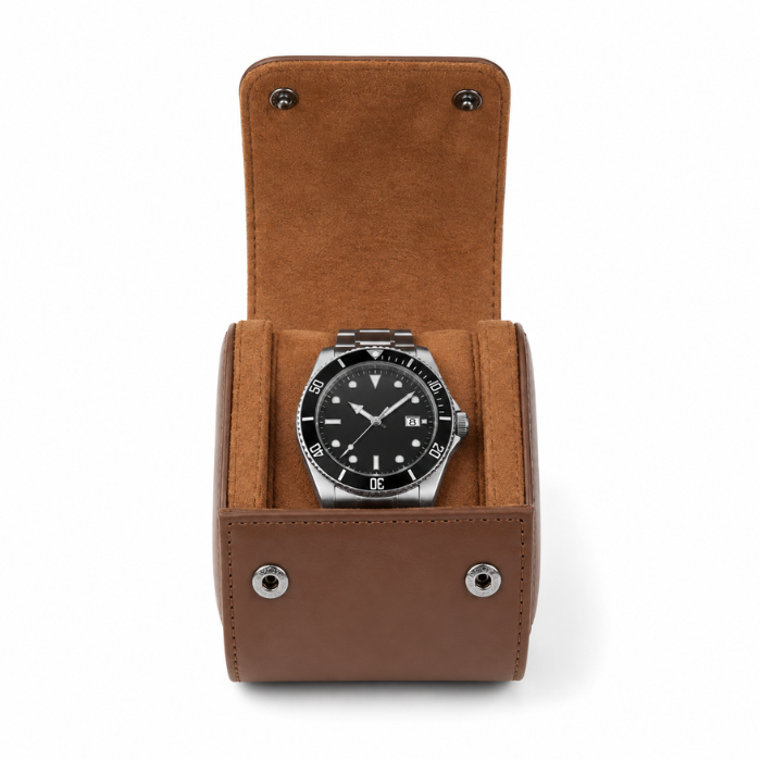 Leather Watch Travel Case — Single Slot